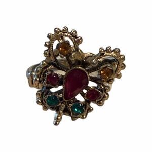 Vargas 18k HGE (heavy gold electroplate) rhinestone butterfly simulated